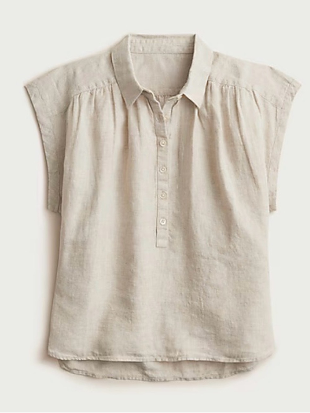 J Crew Capitaine Baird McNutt Irish Linen Cap Sleeve Top in Beige NWT Small